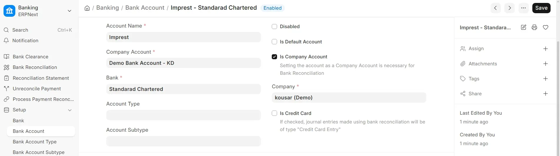 Bank Account 1