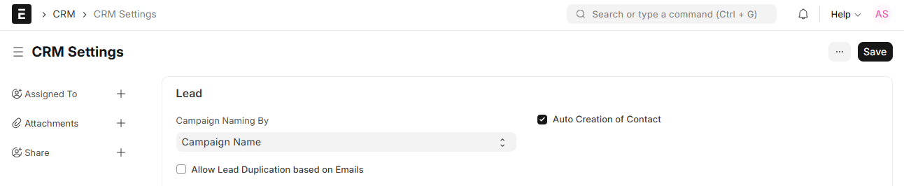 CRM Settings