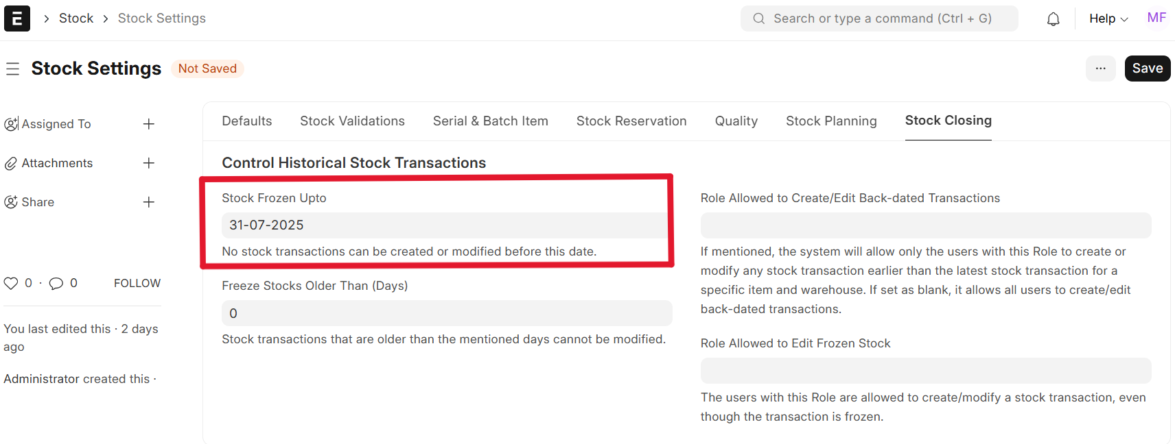 Change Valuation Method