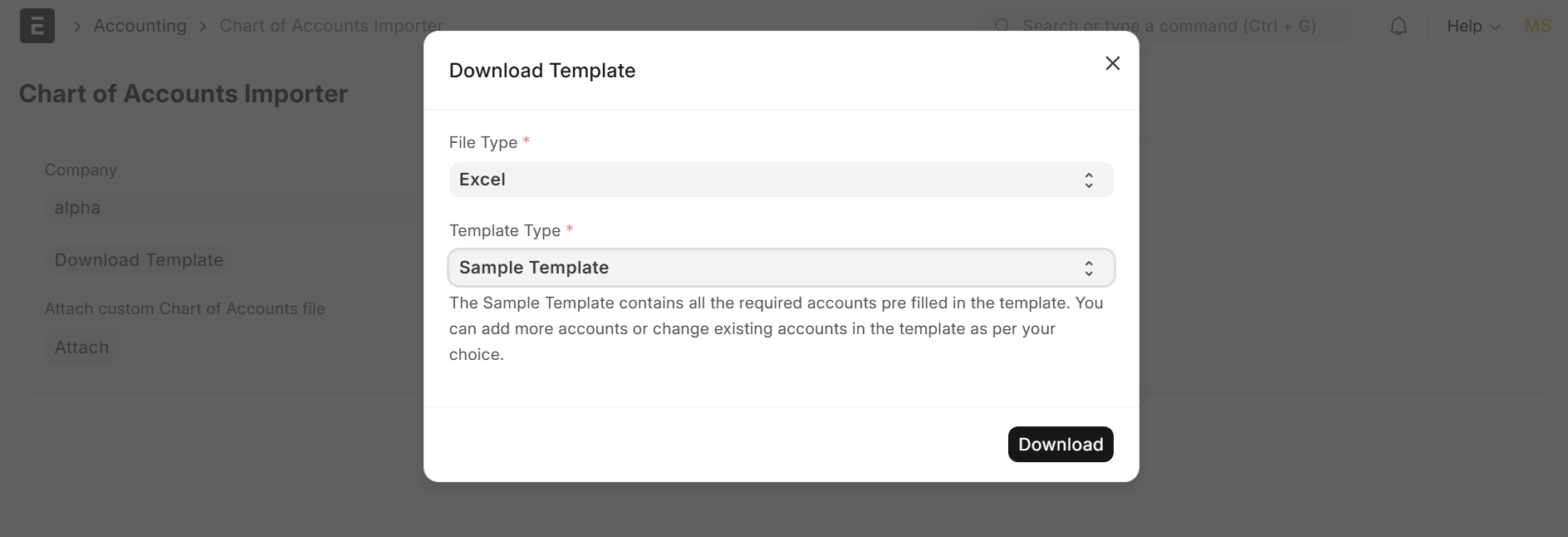 Chart of Accounts Importer
