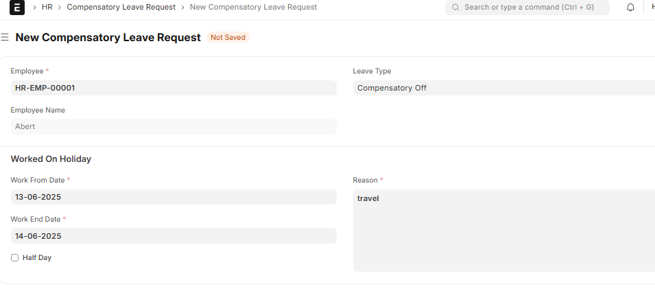Compensatory Leave Request
