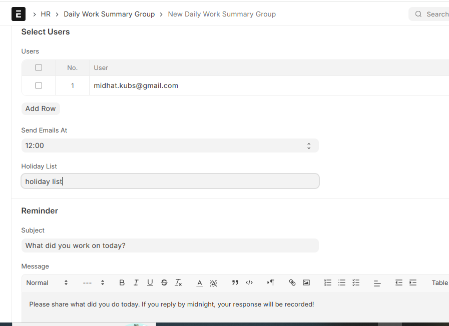 Group for Daily Work Summaries