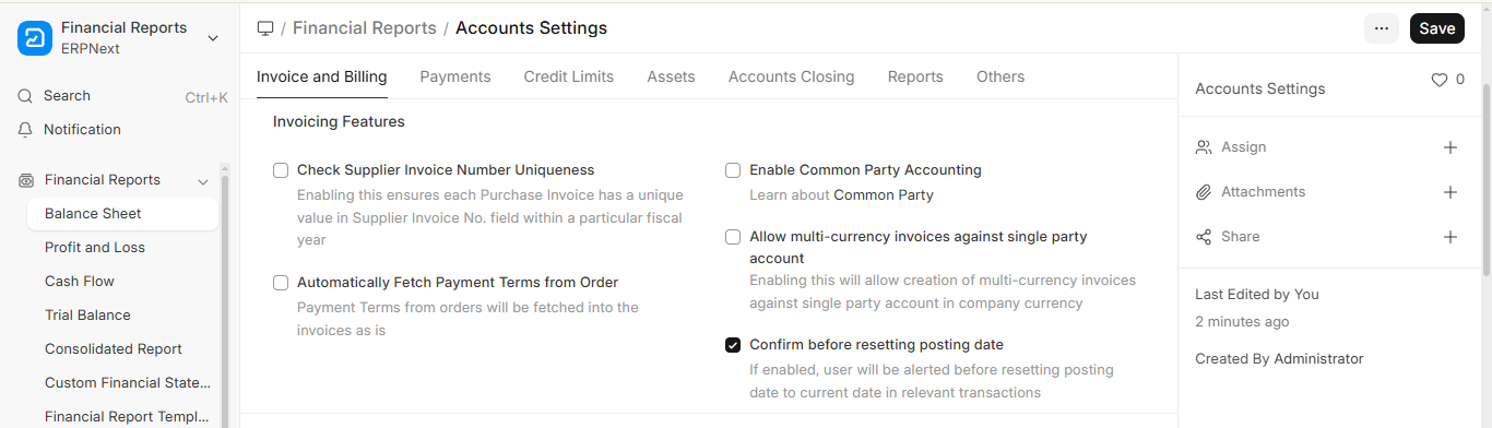 invoicing features