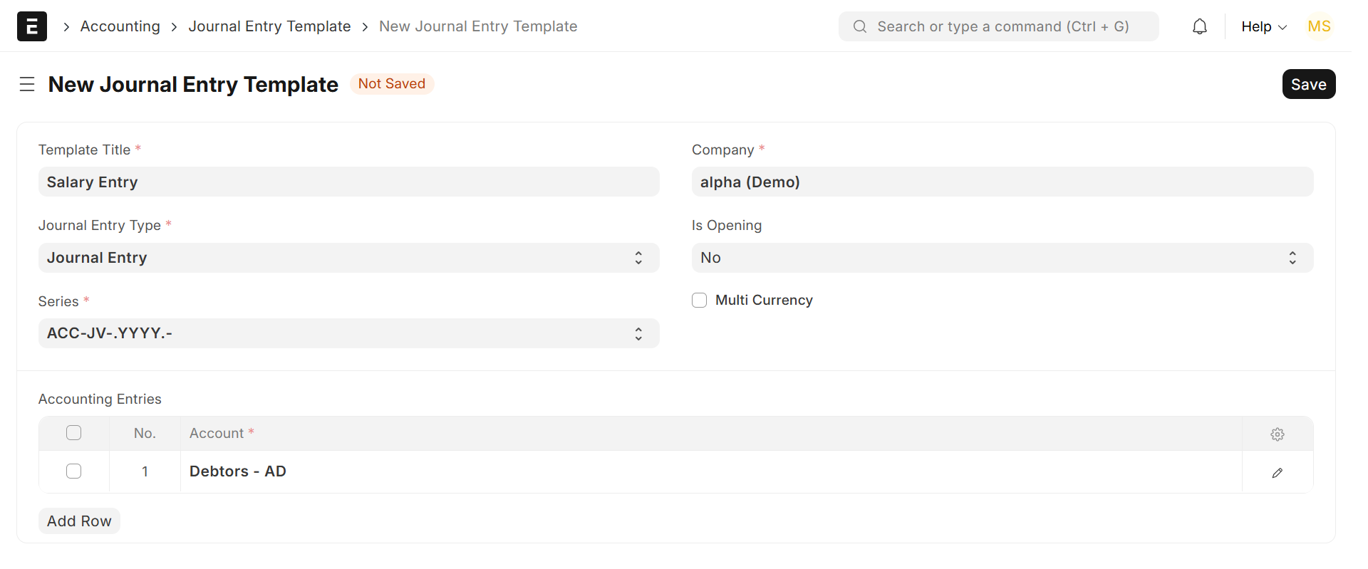 Journal Entry Template