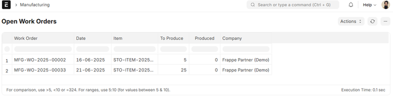 Manufacturing Reports