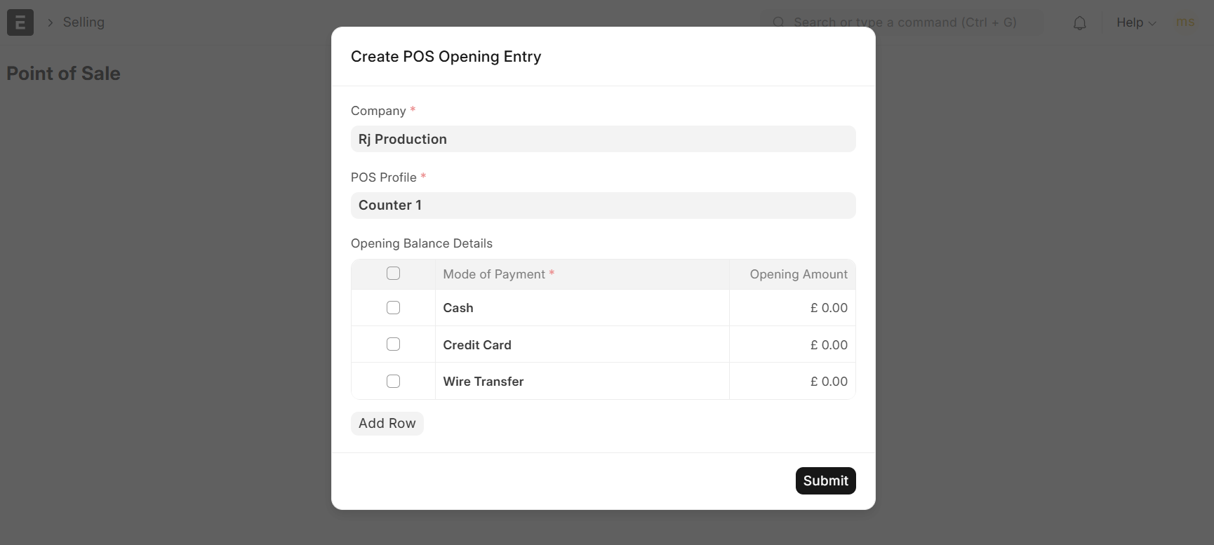 POS Opening Entry
