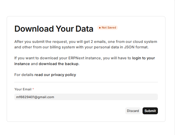Personal Data Download