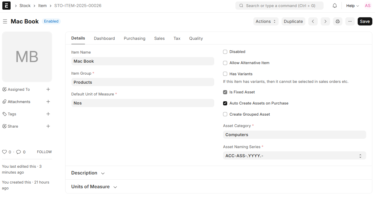 Purchasing an Asset