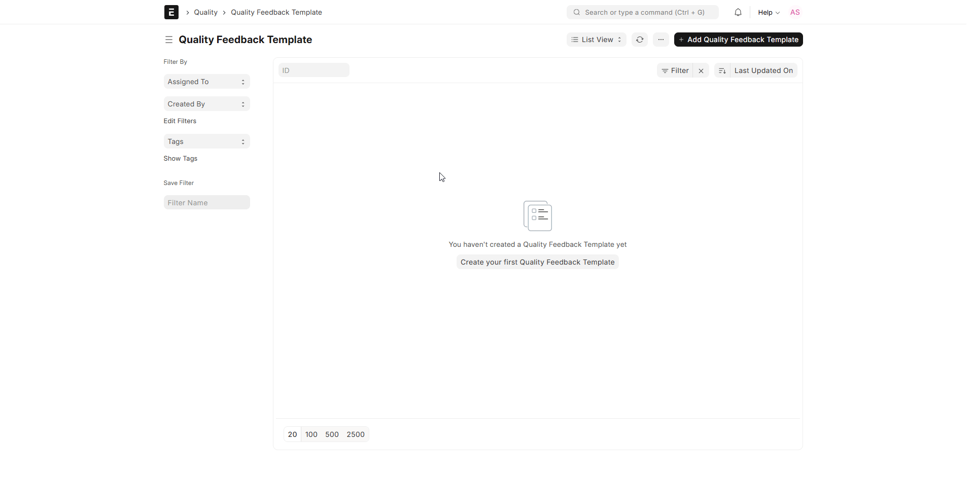 Quality Feedback Template