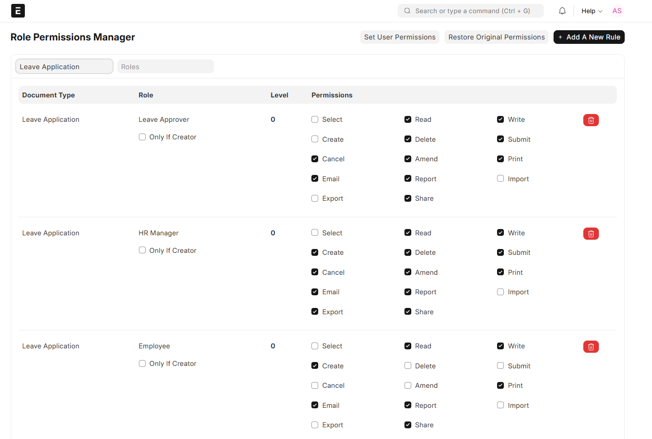 Role Based Permissions