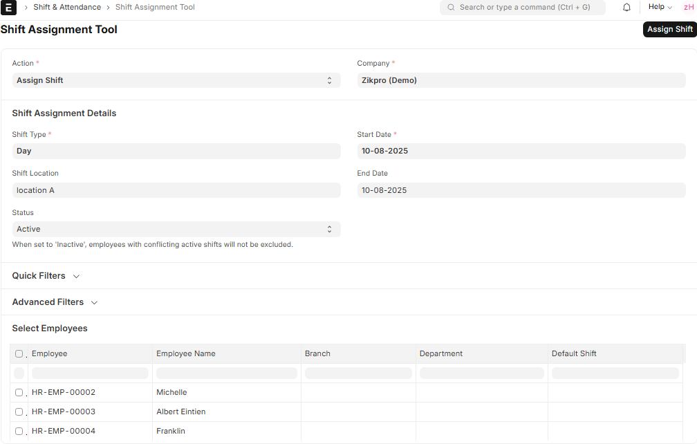 Shift Assignment Tool