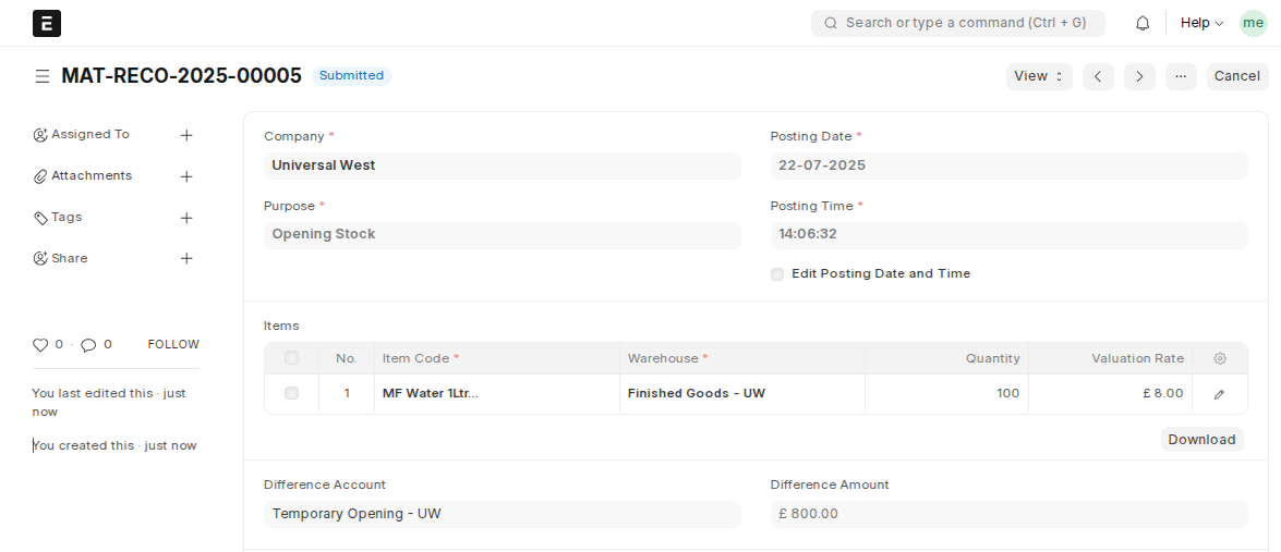 Stock Reconciliation