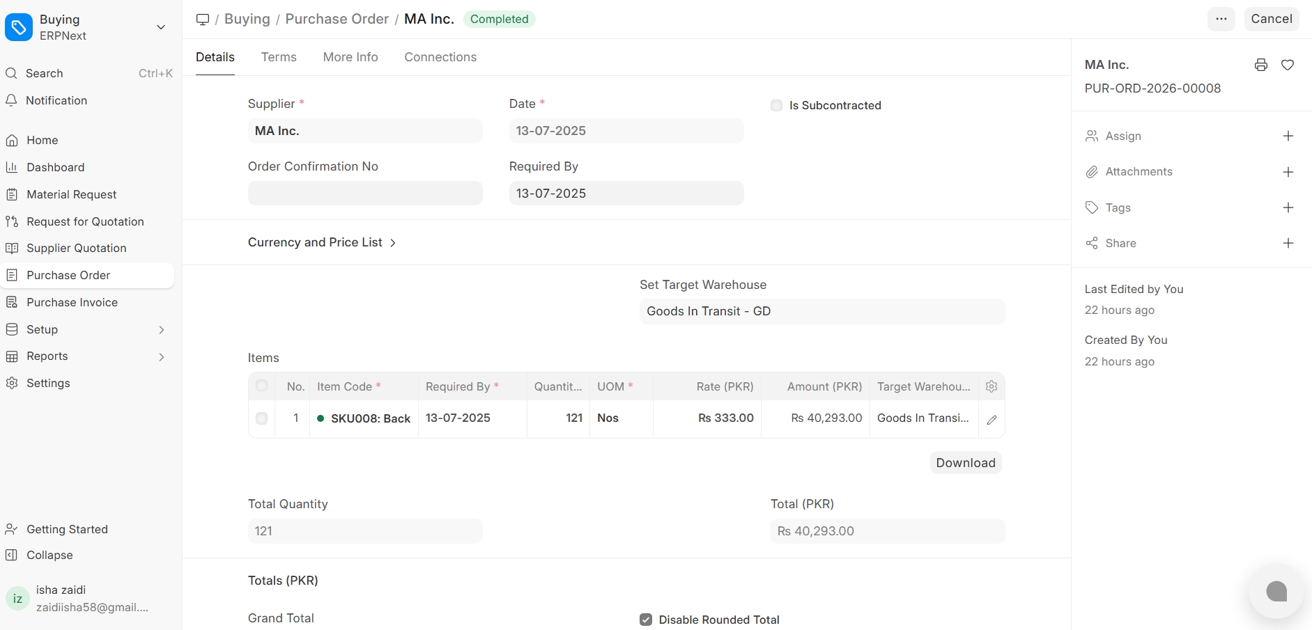 purchase order