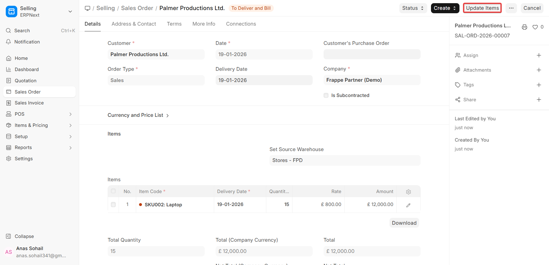 Amending Sales Order after Submit