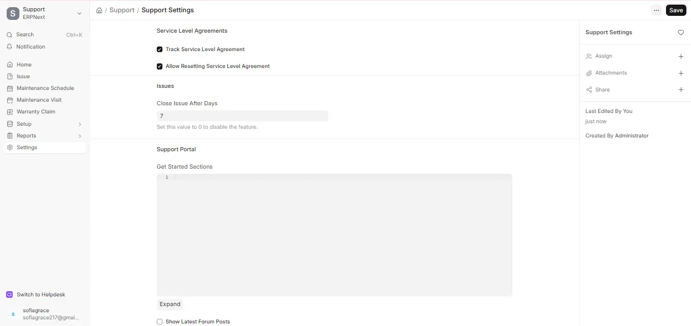 Service Level Agreement settings in ERPNext Support module