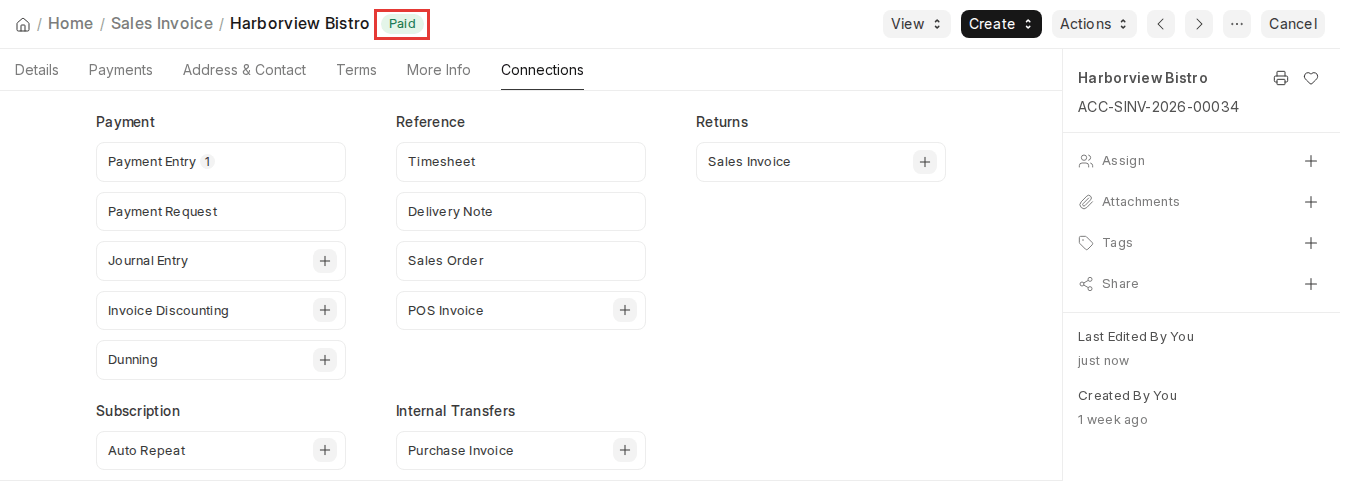 ERPNext v16 Sales Invoice marked Paid after Payment Entry submission