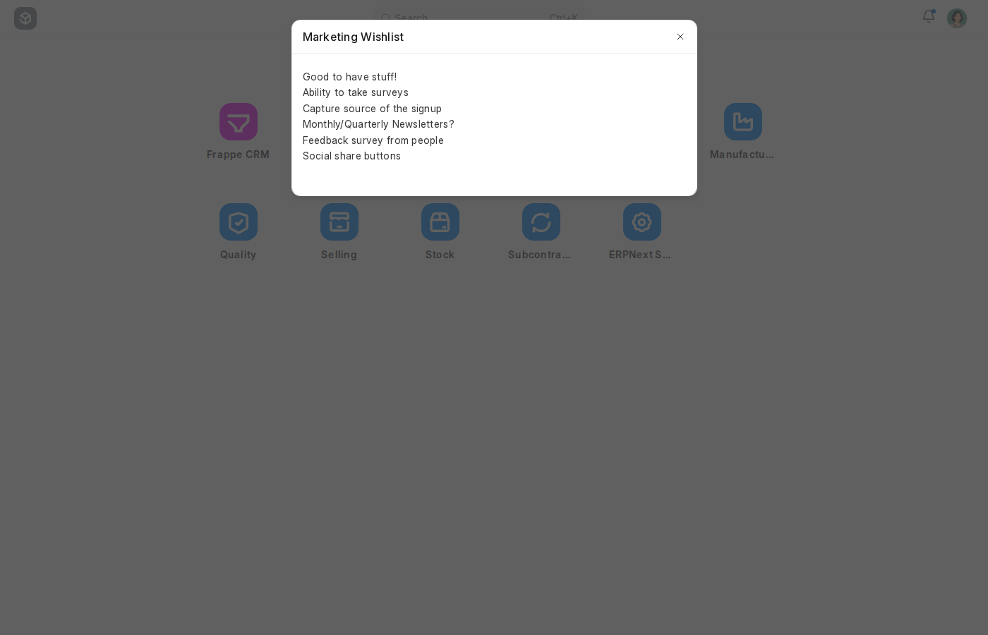 ERPNext v16 login popup showing the content of a public Note with notifications enabled