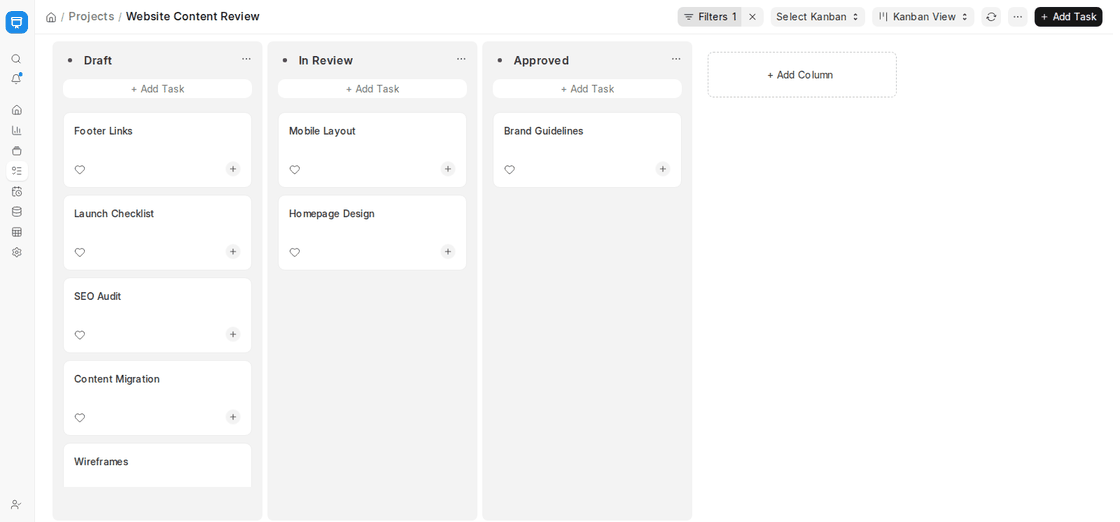 Adding a new column with Add Column on a Kanban board grouped by a custom Select field in ERPNext v16