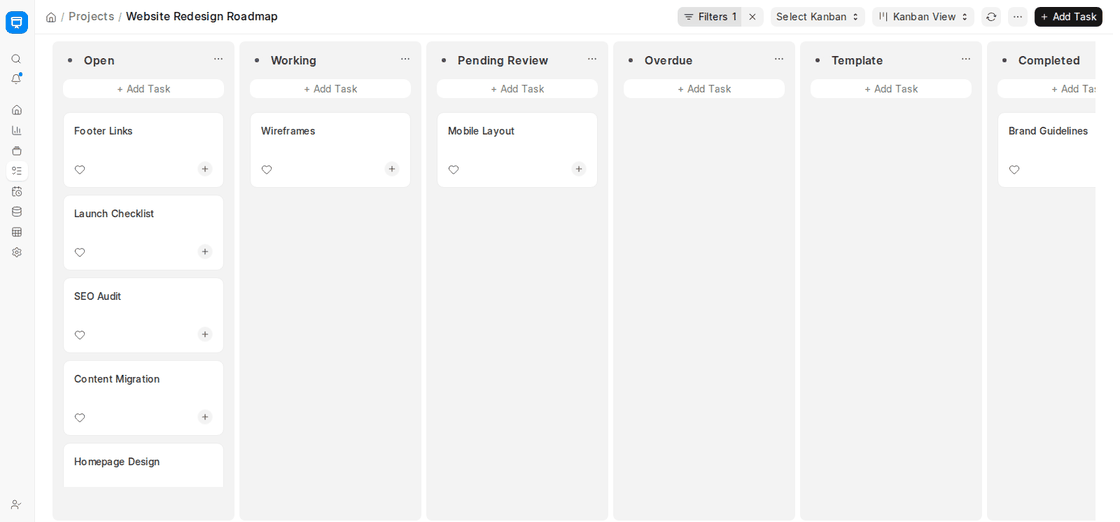 Dragging a Kanban card from Open to Working in ERPNext v16, which updates the Task status