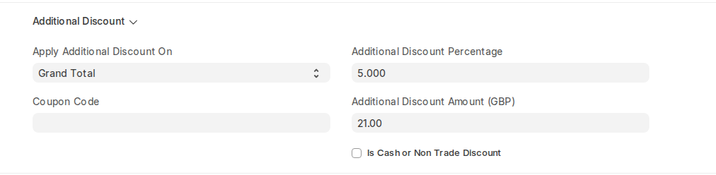 Additional Discount section of a Sales Invoice in ERPNext v16